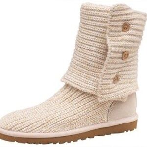 UGG Tan Knit Button Winter Boots